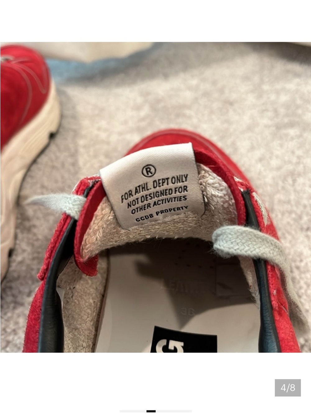 Golden GooseRunning-Red Athletic Sneakers with Gray Laces - Picture 4 of 5
